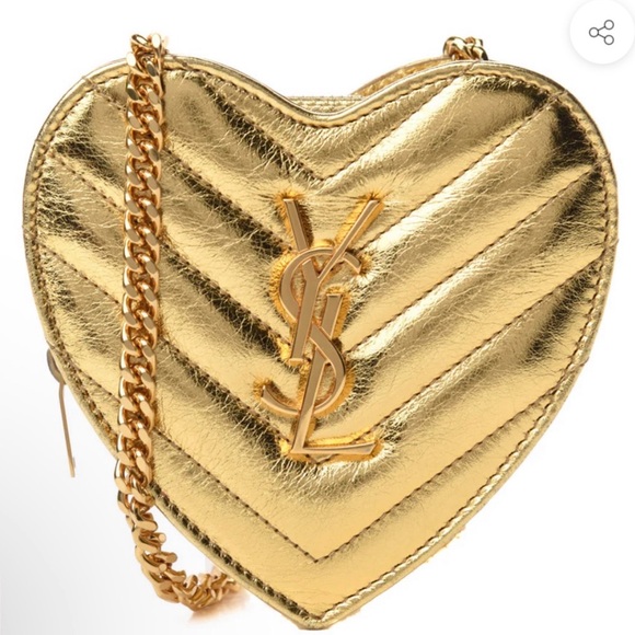 Yves Saint Laurent Handbags - YSL Yves Saint Laurent Gold Heart Mini Crossbody Bag